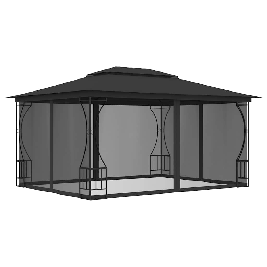 Steel Frame Gazebo with Nets 9.8x13.1x8.7 Feet Anthracite I343876
