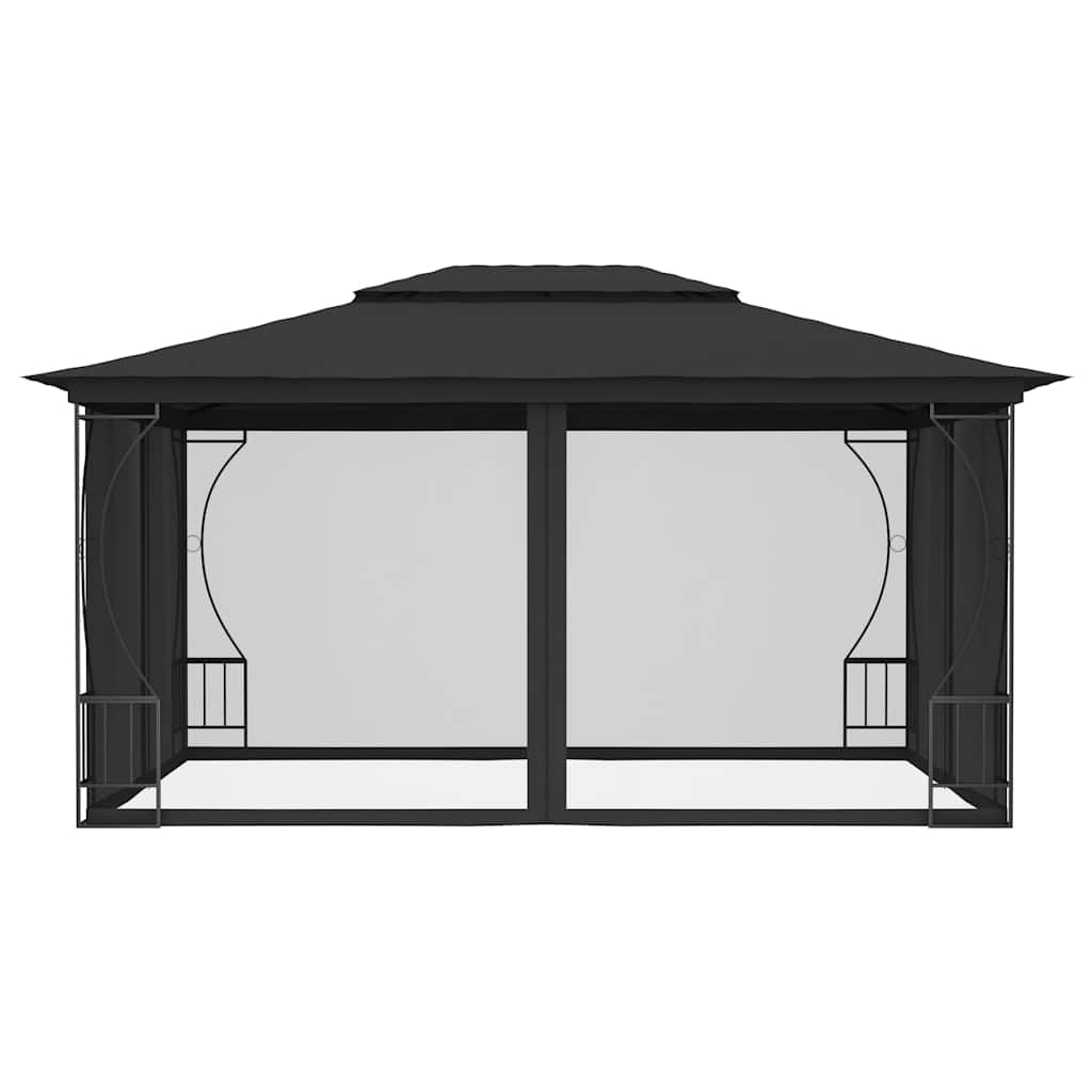 Steel Frame Gazebo with Nets 9.8x13.1x8.7 Feet Anthracite I343876