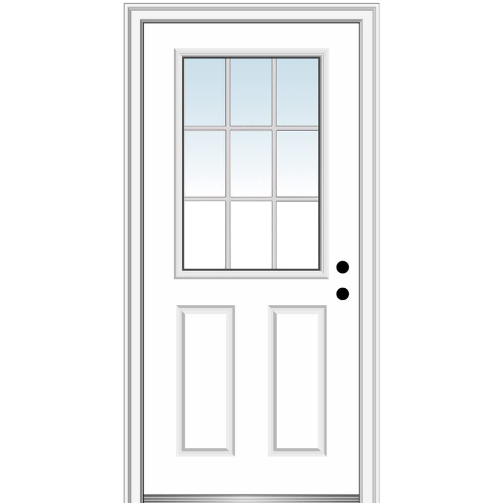 Steel Primed Left-Hand Inswing 1/2 Lite 2-Panel Prehung Front Door 30" x 80" Y516417