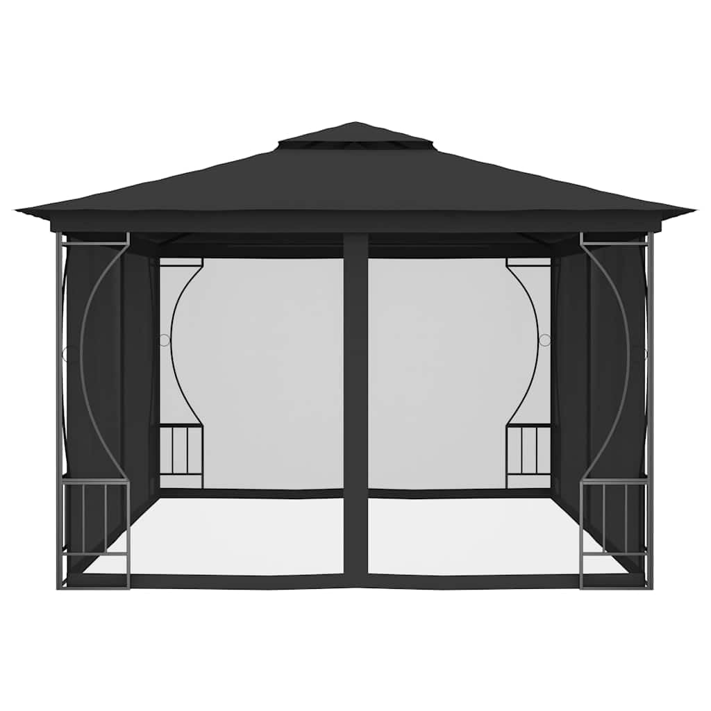 Steel Frame Gazebo with Nets 9.8x13.1x8.7 Feet Anthracite I343876