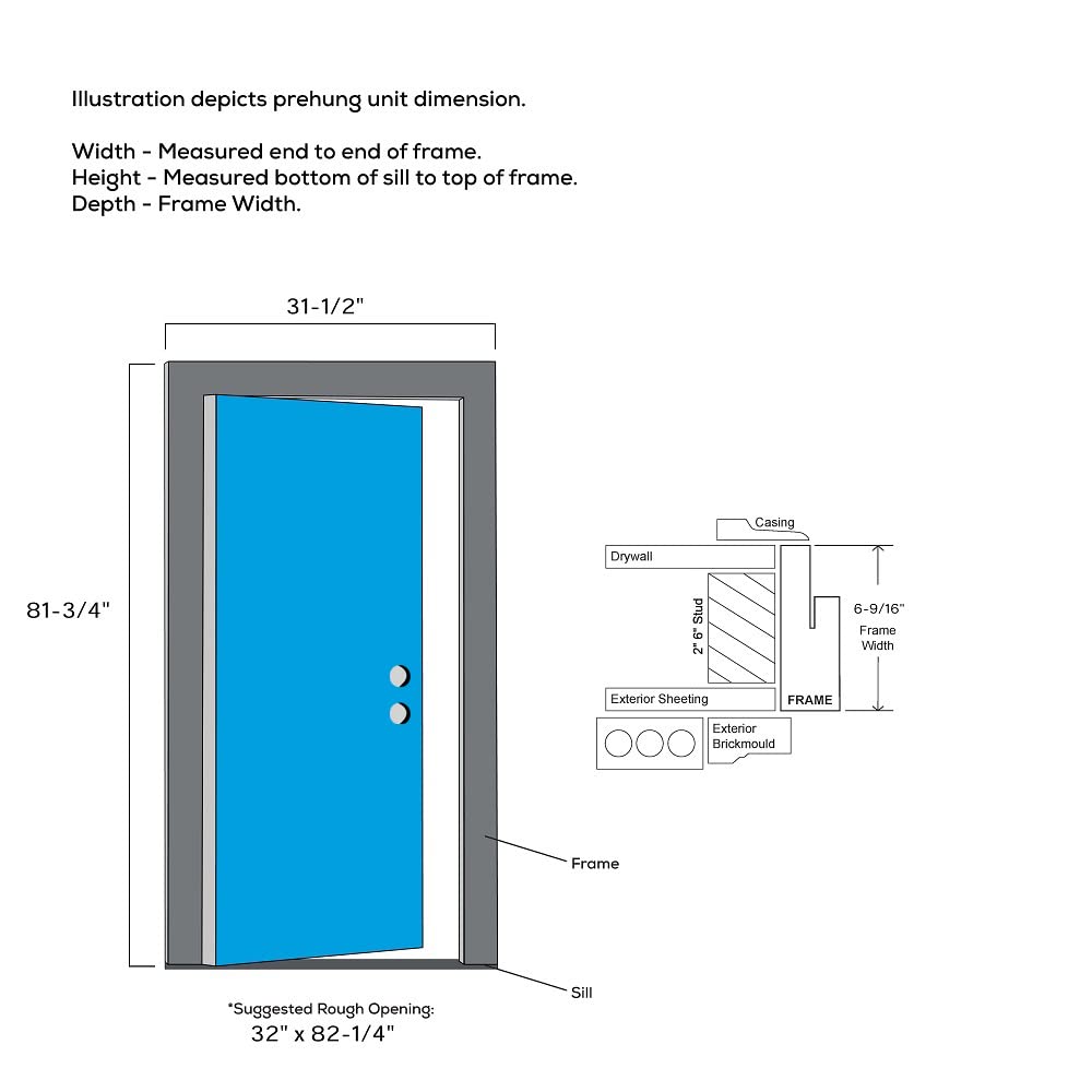 Steel Primed Left-Hand Inswing 1/2 Lite 2-Panel Prehung Front Door 30" x 80" Y516417