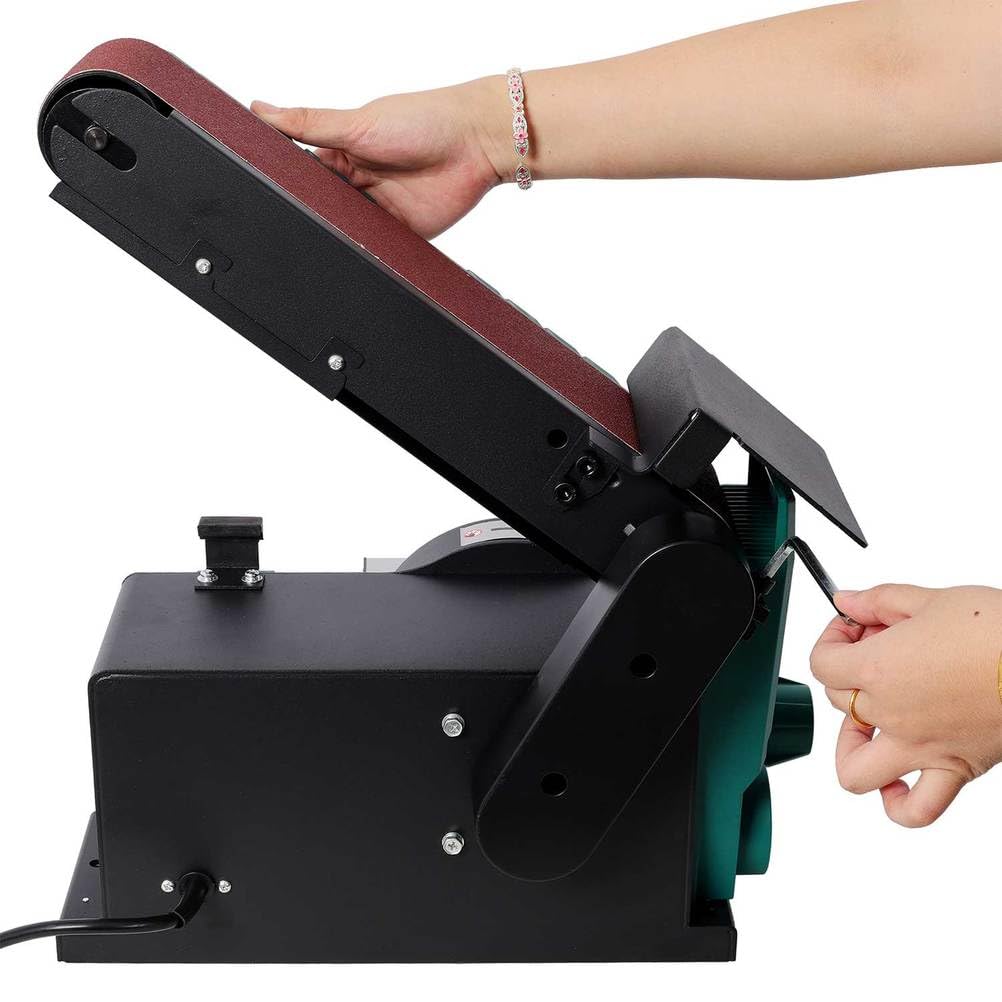 Benchtop Belt and Disc Sander, 4x36 Belt & 6" Disc, 0–90° Adjustable Table, Cast Iron Base, 120V Heavy Duty Sanding Machine U177401