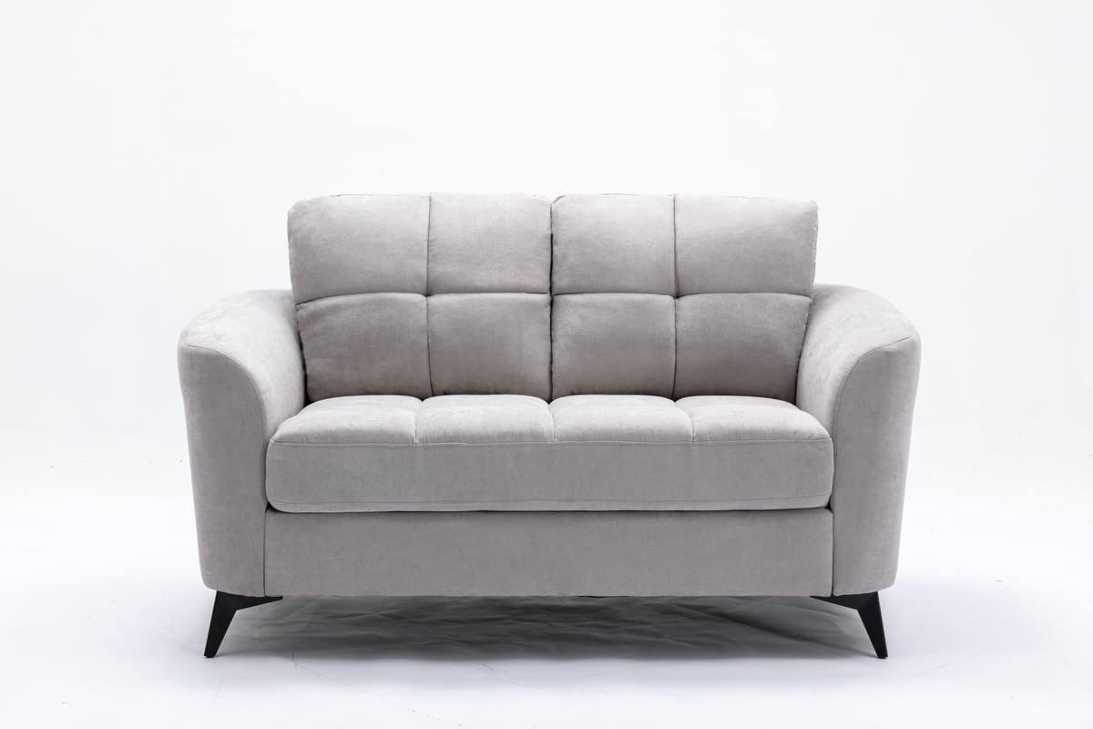 Light Gray Woven Fabric Upholstered Loveseat 60 Inch H743499
