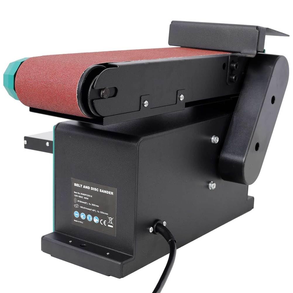Benchtop Belt and Disc Sander, 4x36 Belt & 6" Disc, 0–90° Adjustable Table, Cast Iron Base, 120V Heavy Duty Sanding Machine U177401
