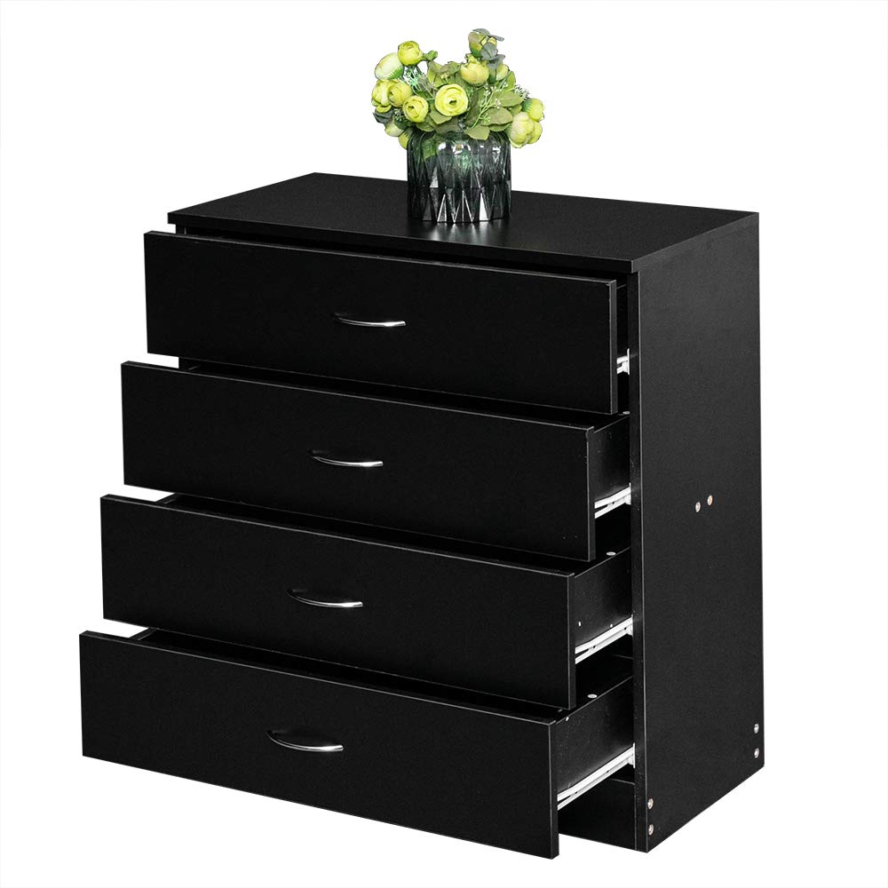 Black 4 Drawer Nightstand X2763