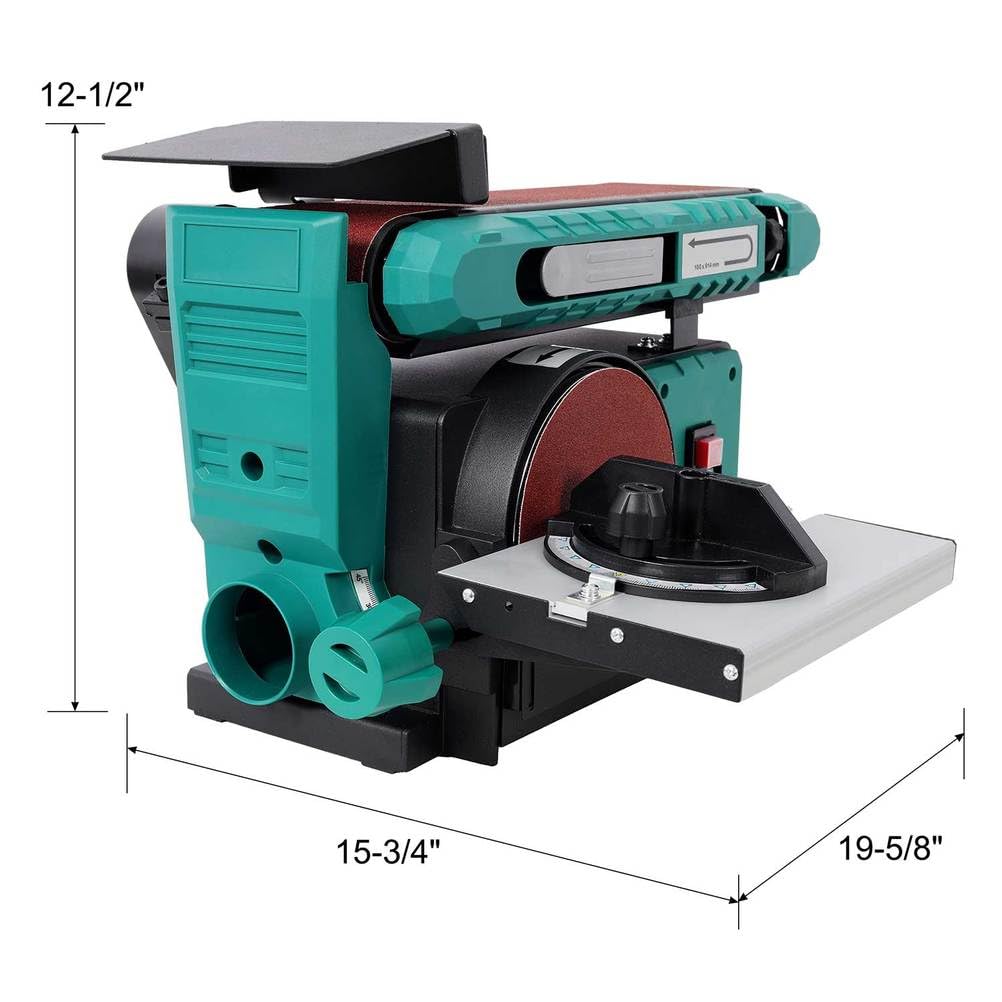 Benchtop Belt and Disc Sander, 4x36 Belt & 6" Disc, 0–90° Adjustable Table, Cast Iron Base, 120V Heavy Duty Sanding Machine U177401