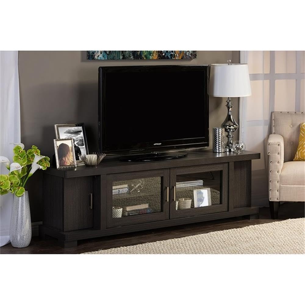 70" Espresso Engineered Wood TV Stand Console X16432