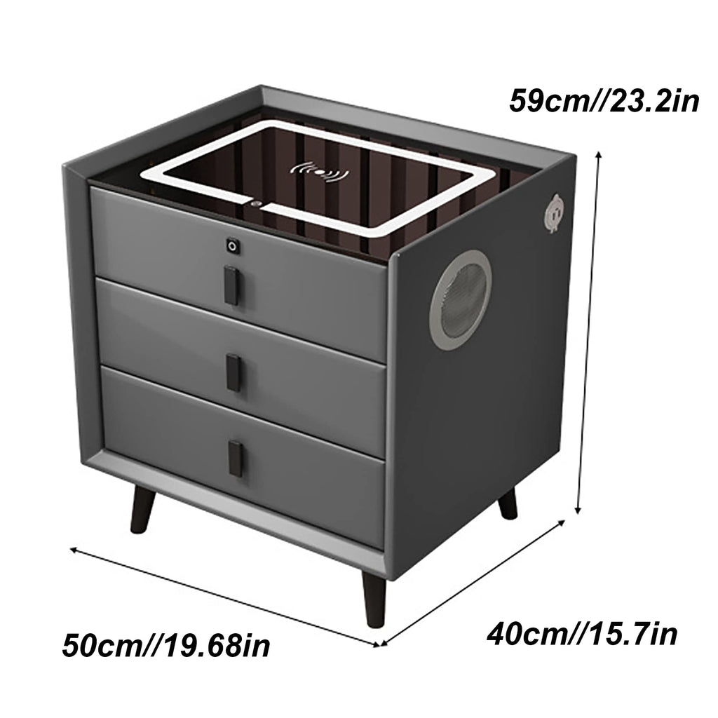 Gray 3 Drawer Nightstand with Charging Station W73546