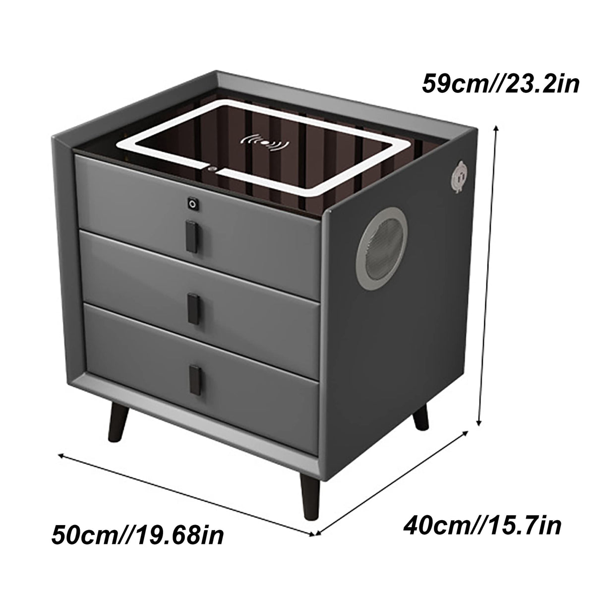 Gray 3 Drawer Nightstand with Charging Station W73546