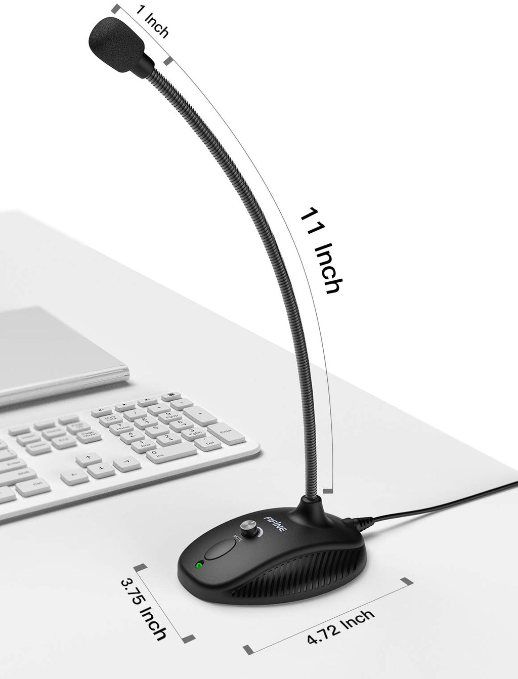 USB Computer Microphone, Plug & Play Desktop Condenser Mic, Mute Button with LED Indicator J32164