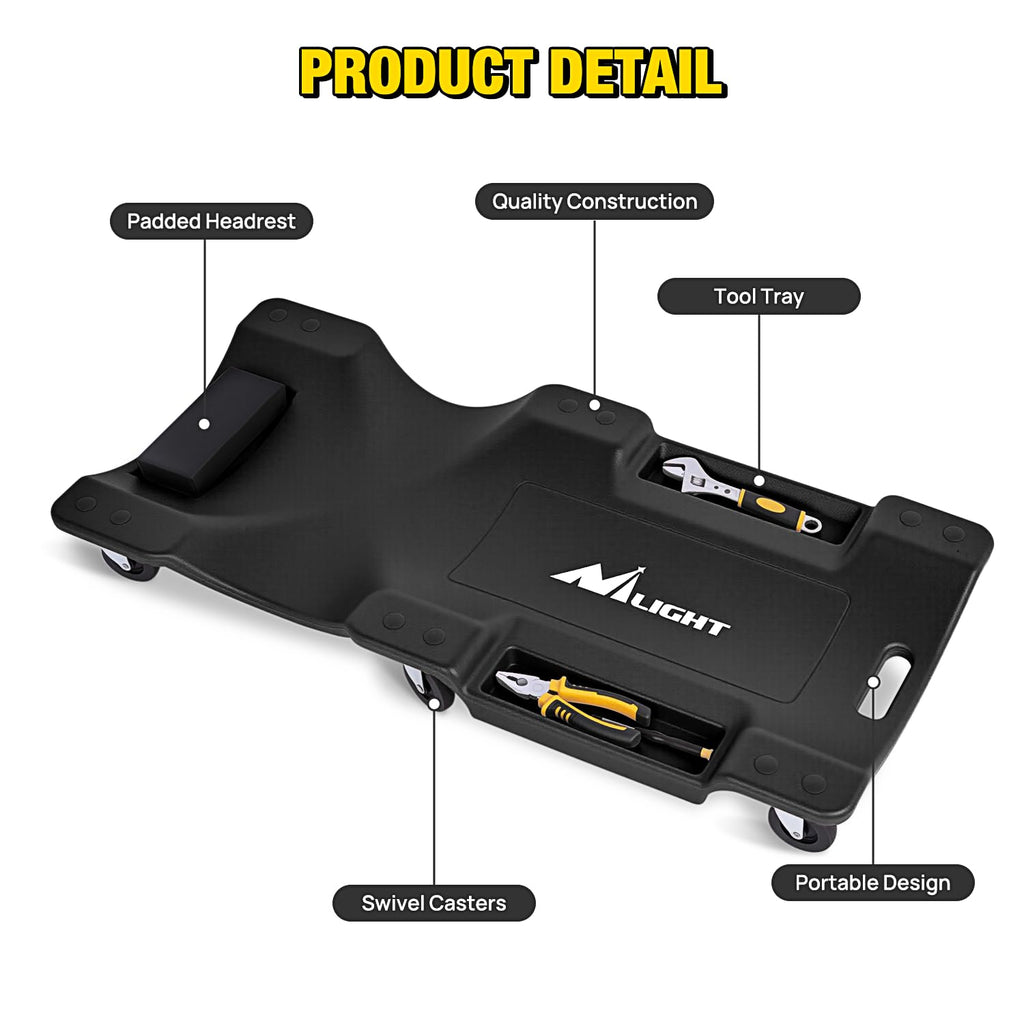 40" Mechanic Plastic Creeper with Padded Headrest S835331
