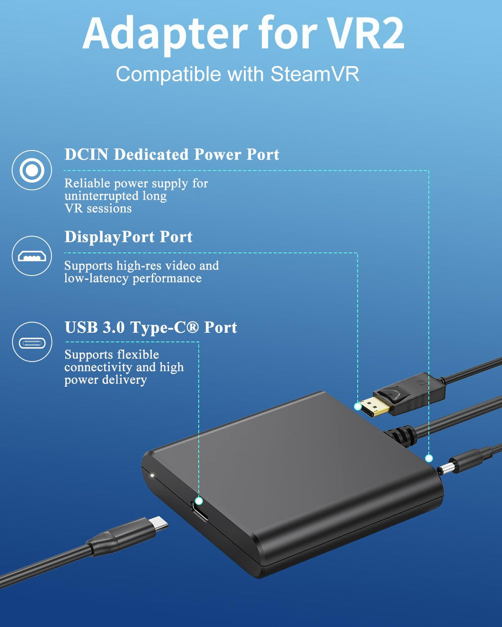 VR2 Headset Adapter for Windows PC & SteamVR U396