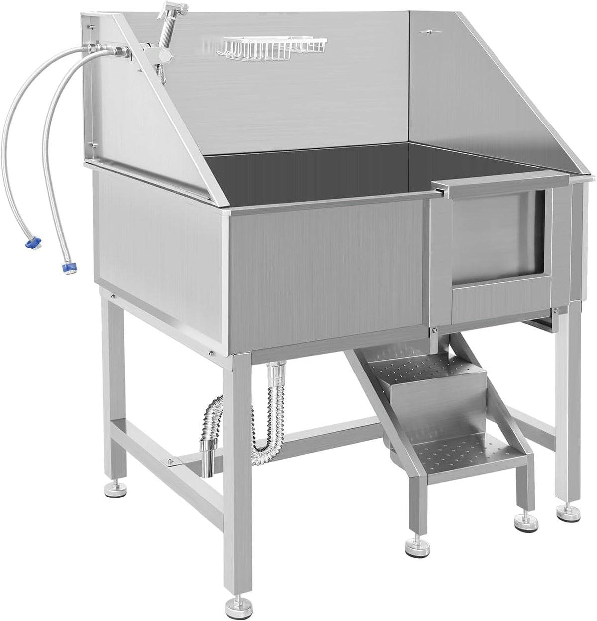 38" Stainless Steel Dog Grooming Tub with Stairs U95325