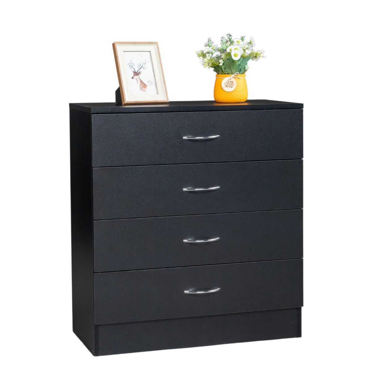 Black 4 Drawer Nightstand X2763