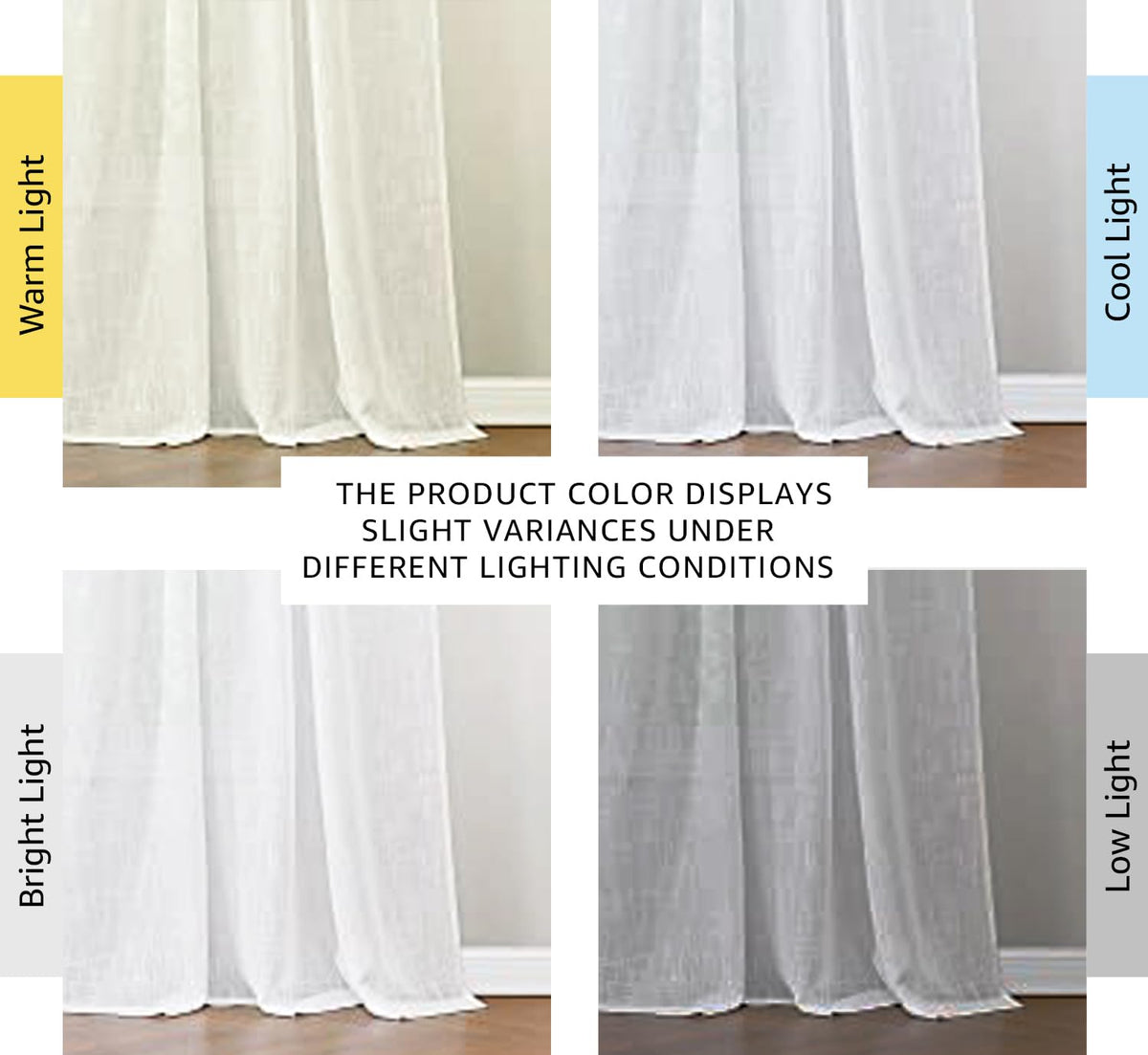 White Sheer Linen Curtains, 2 Panels, W52 x L95 E9175