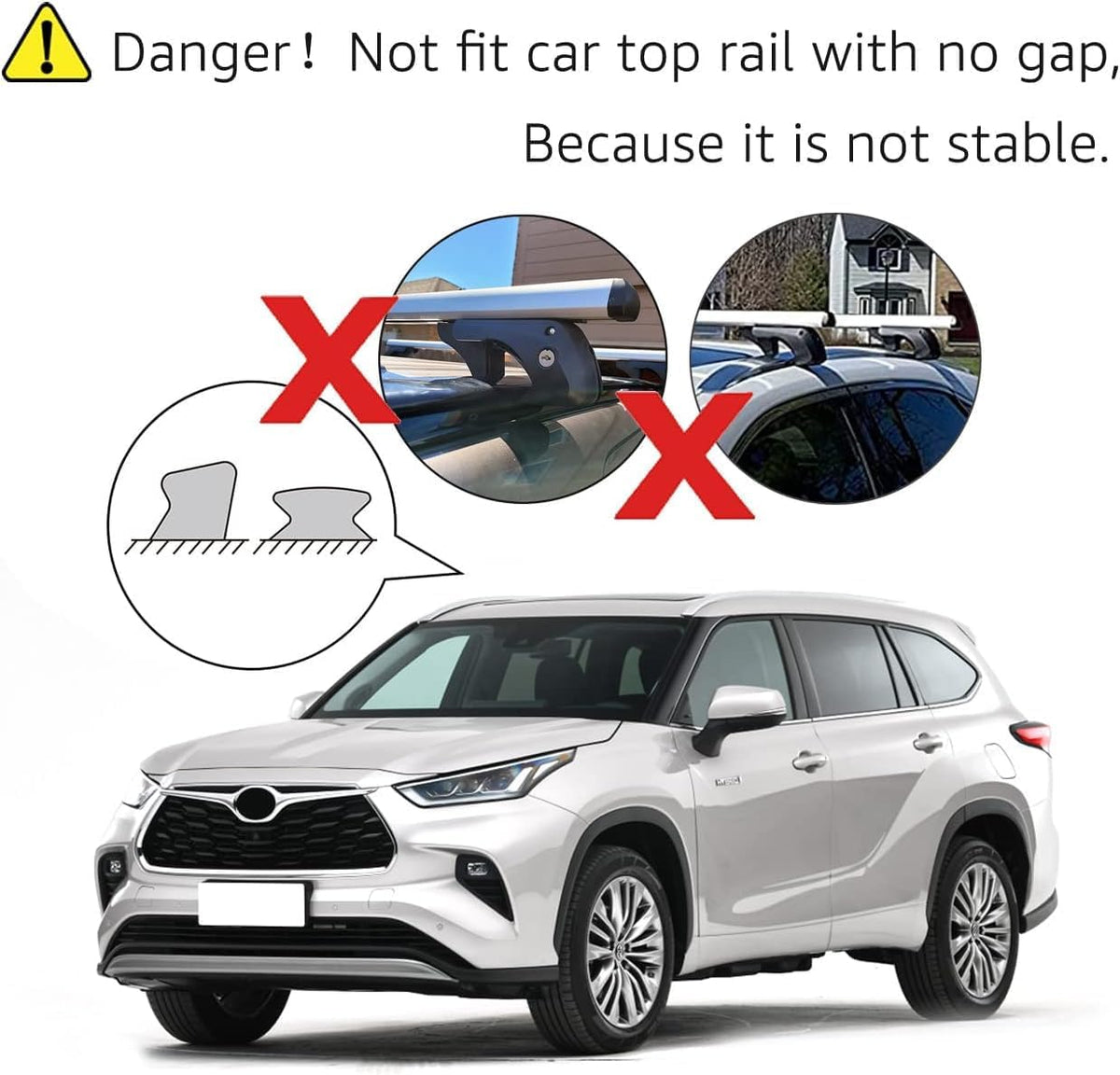 Black/Silver Cross Rail Roof Rack, 52 inches, Pack of 2 X373