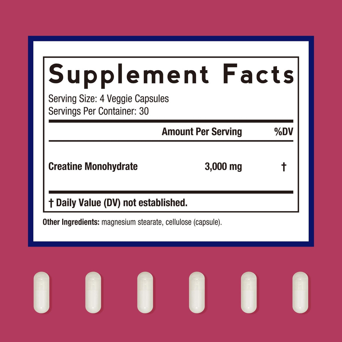 Micronized Creatine Monohydrate 3000 mg Vegan 120 Capsules N661