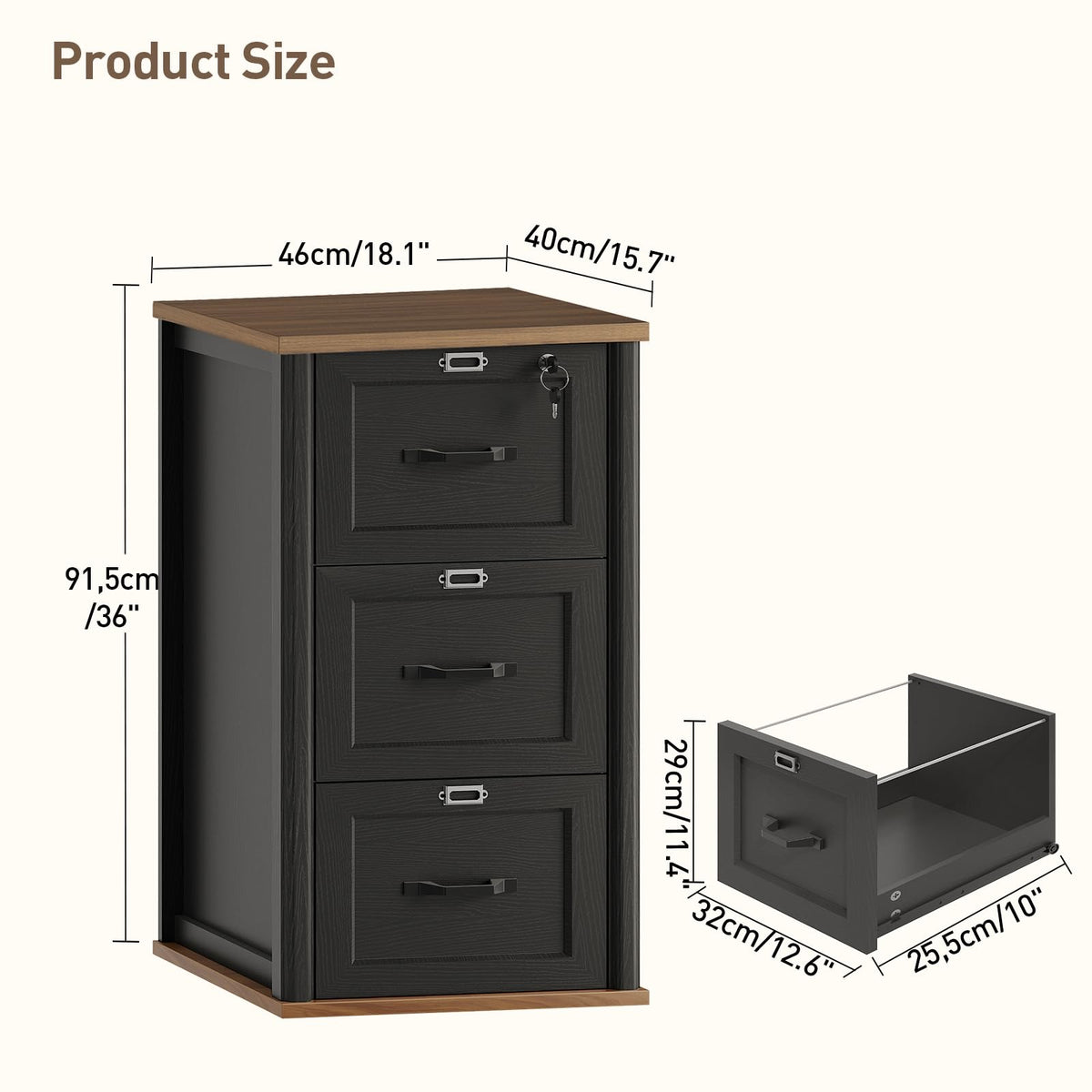 3 Drawer File Cabinet with Lock Y154426