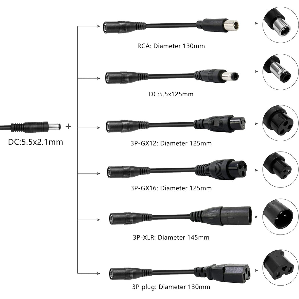 54.6V 3A Electric Scooter Charger 6 in 1 Plugs V356