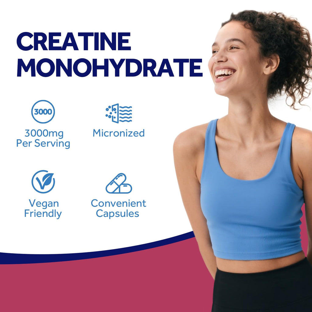 Micronized Creatine Monohydrate 3000 mg Vegan 120 Capsules N661