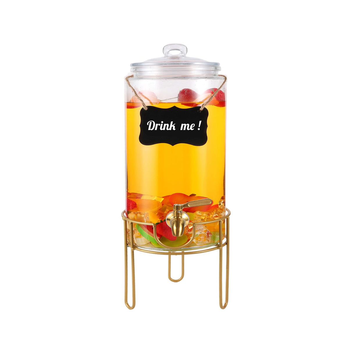 1 Gallon Glass Drink Dispenser with Stainless Steel Spigot U829236