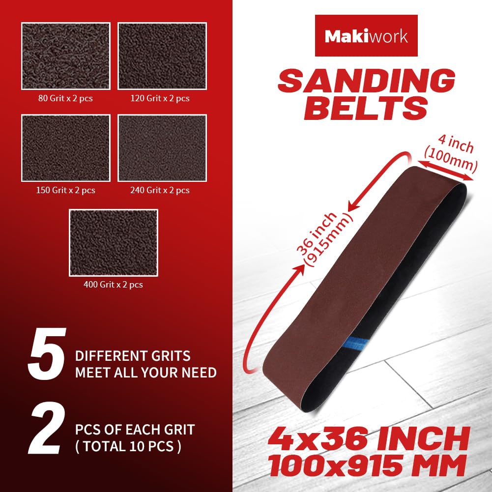 4x36 Inch Aluminum Oxide Sanding Belts and 6-Inch PSA Sanding Discs Set W581988