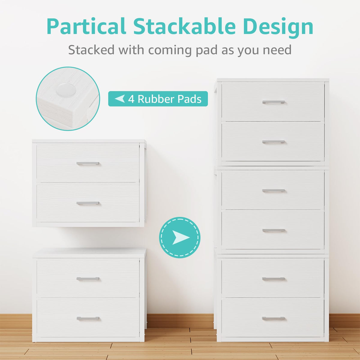 White 2 Drawer Fabric Storage Dresser E78751