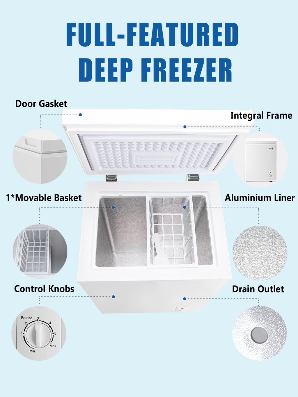 3.5 Cu.Ft Chest Freezer with Removable Basket, White S990524