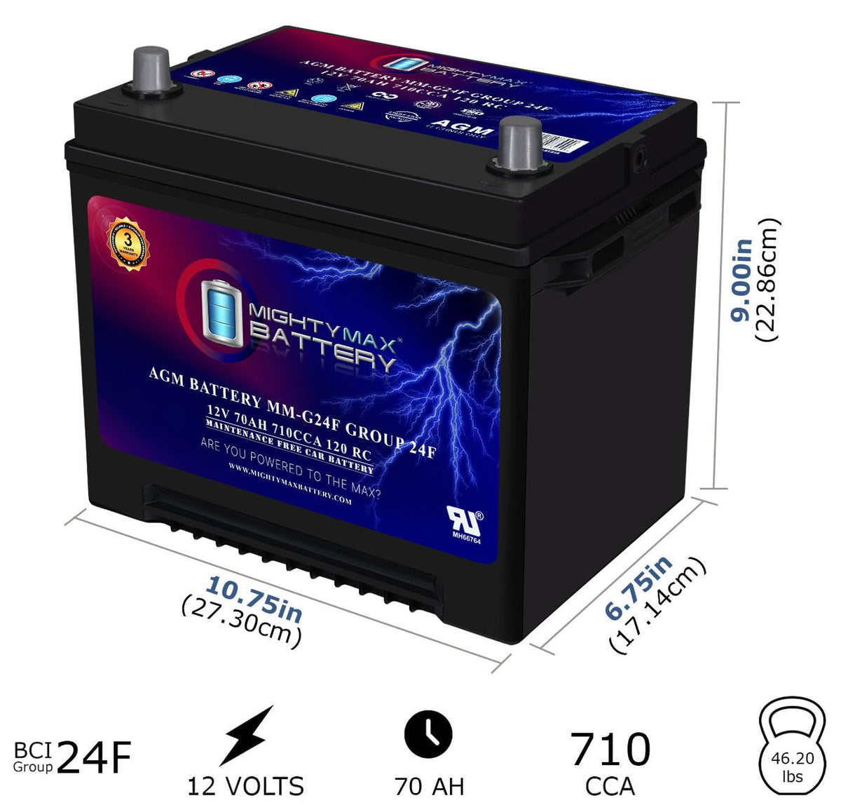 12V 70Ah AGM Replacement Battery N639053