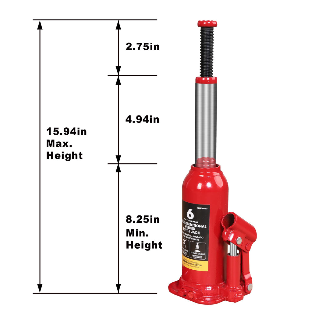 6 Ton Red Welded Car Bottle Jack O387