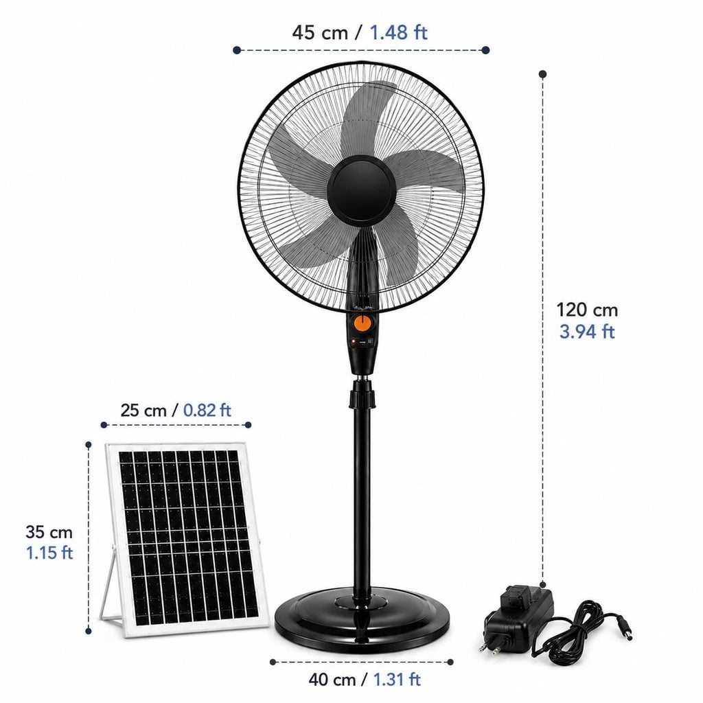 16 Inch Rechargeable Pedestal Fan with Solar Panel R526