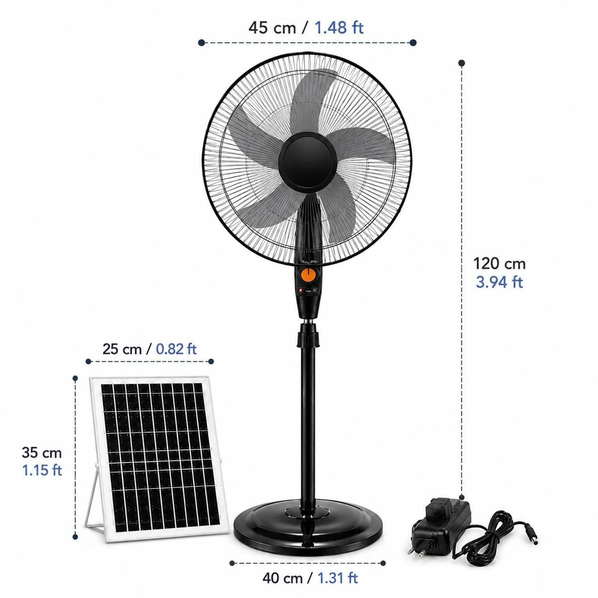 16 Inch Rechargeable Pedestal Fan with Solar Panel R526