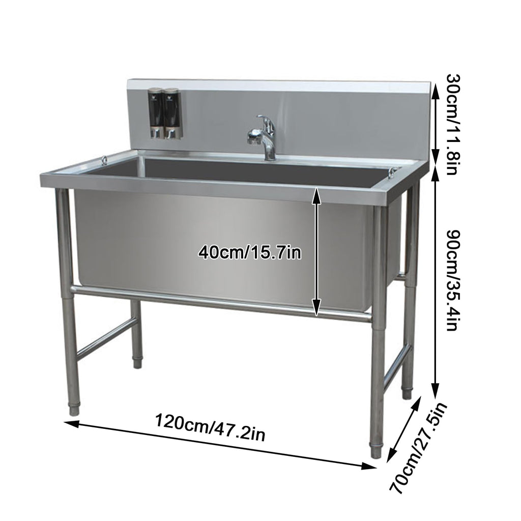 47" Stainless Steel Dog Grooming Tub with Stairs H997583