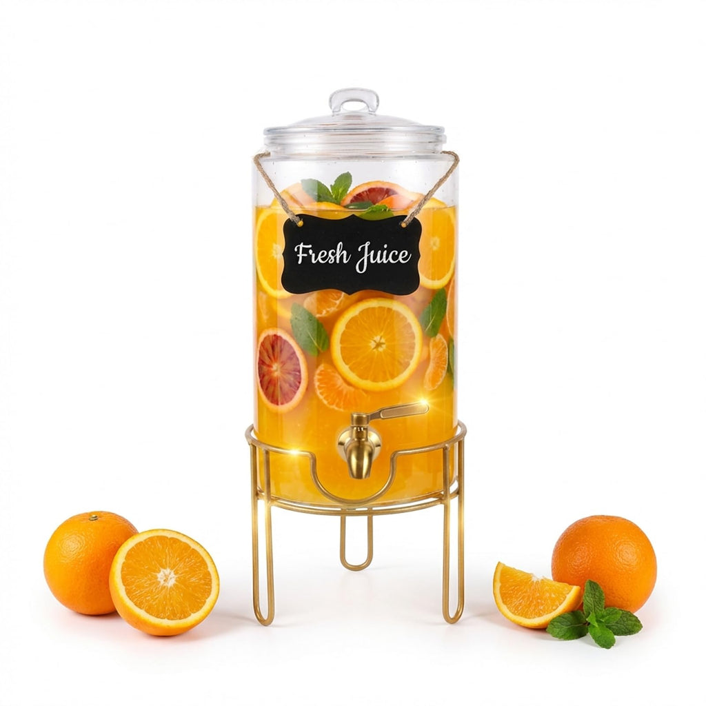 1 Gallon Glass Drink Dispenser with Stainless Steel Spigot U829236