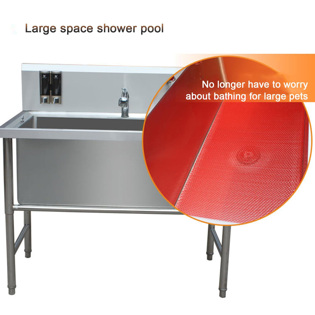 47" Stainless Steel Dog Grooming Tub with Stairs H997583