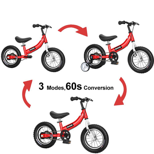 2 in 1 Balance Bike with Pedal Kit, Training Wheels, Brakes H537940