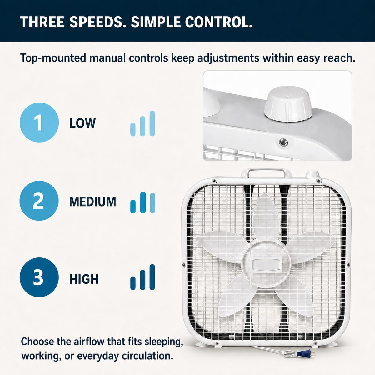 20-Inch 3 Speed Box Fan Q26438