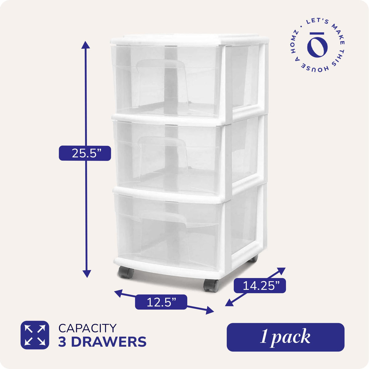 3-Tier Storage Cart with Removable Wheels D62396