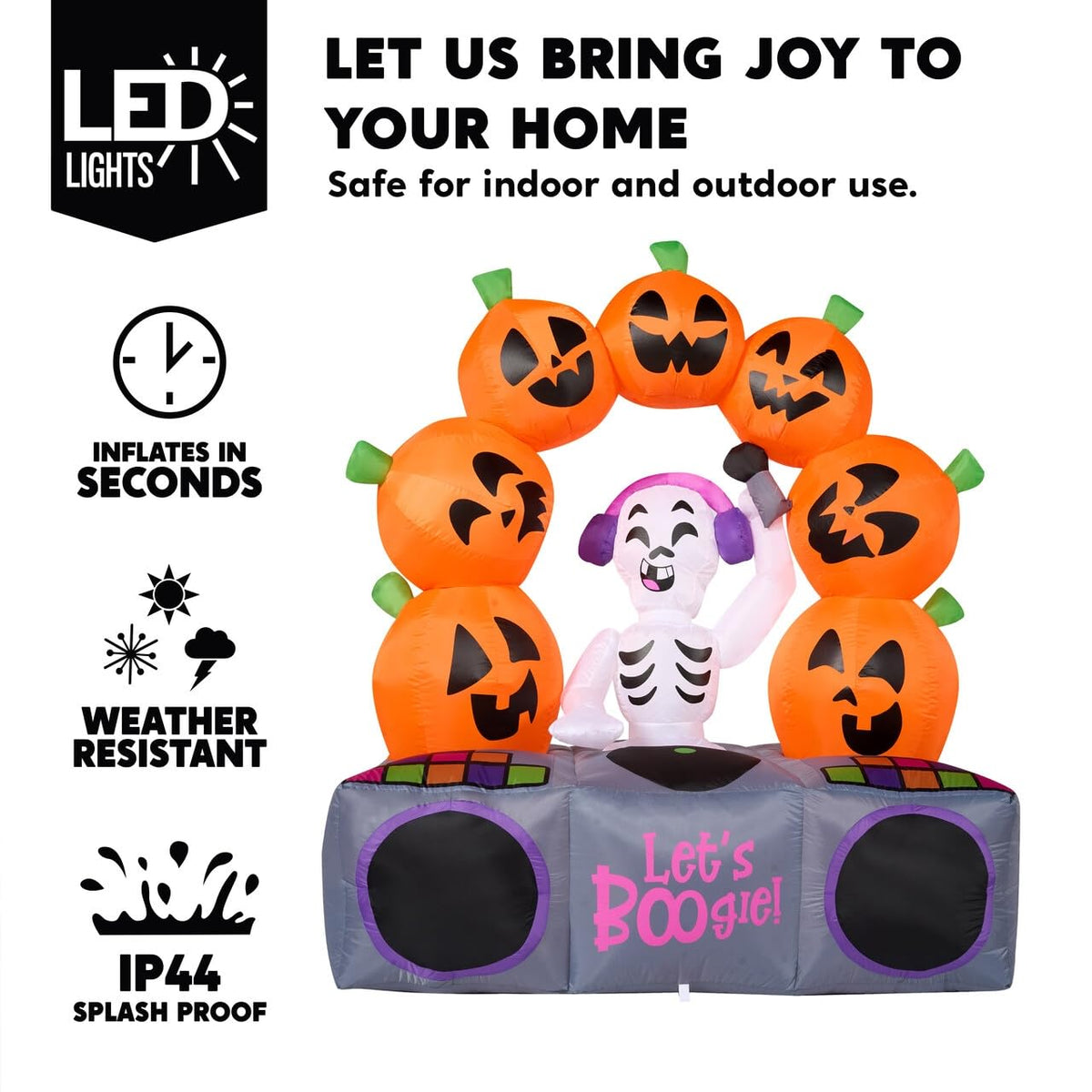 6 FT Inflatable Music Skeleton and Pumpkin with Colorful LEDs G605