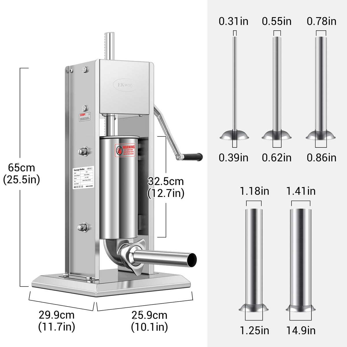 7L Vertical Stainless Steel Sausage Stuffer with 5 Filling Tubes N848029