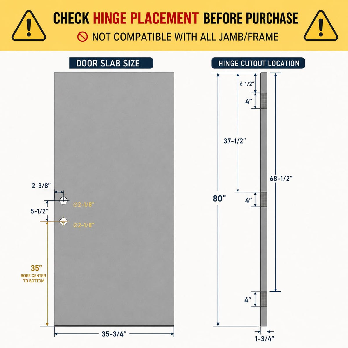 36 x 80 Front Entry Door Slab Right Hand V997