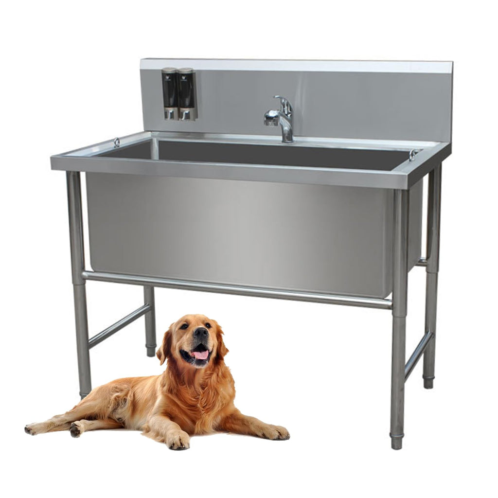47" Stainless Steel Dog Grooming Tub with Stairs H997583