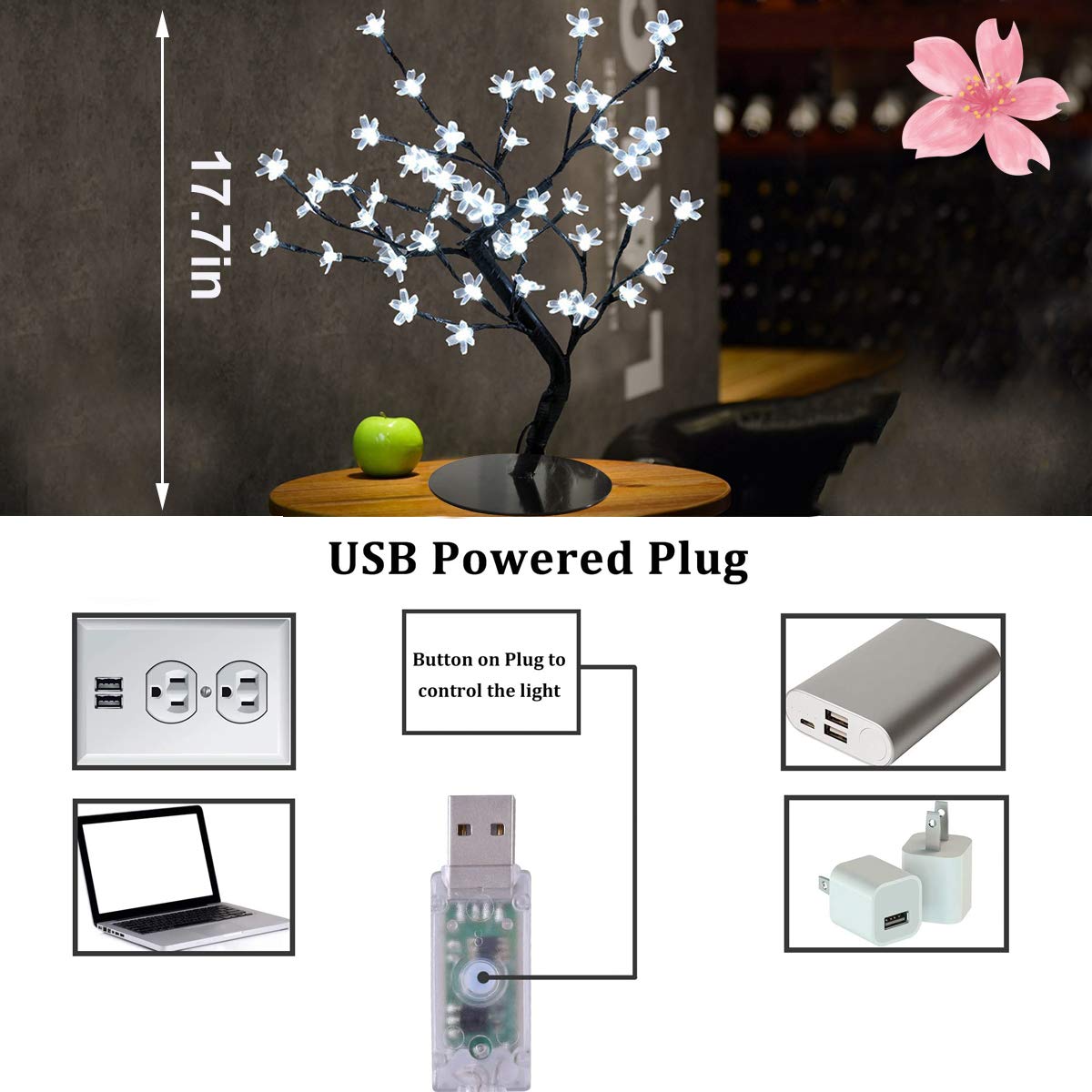 Color-Changing LED Cherry Blossom Tree Light U4004