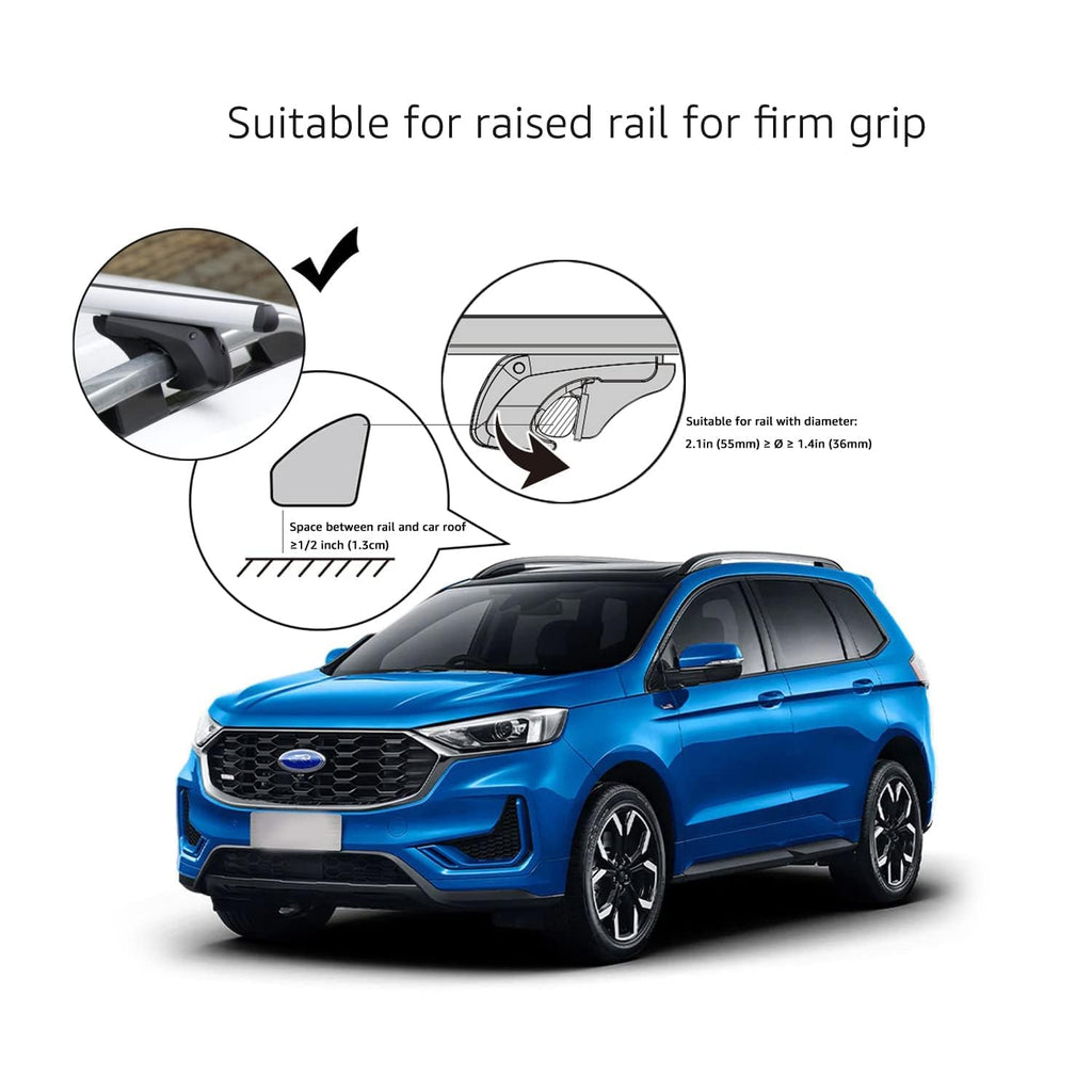 Black/Silver Cross Rail Roof Rack, 52 inches, Pack of 2 X373