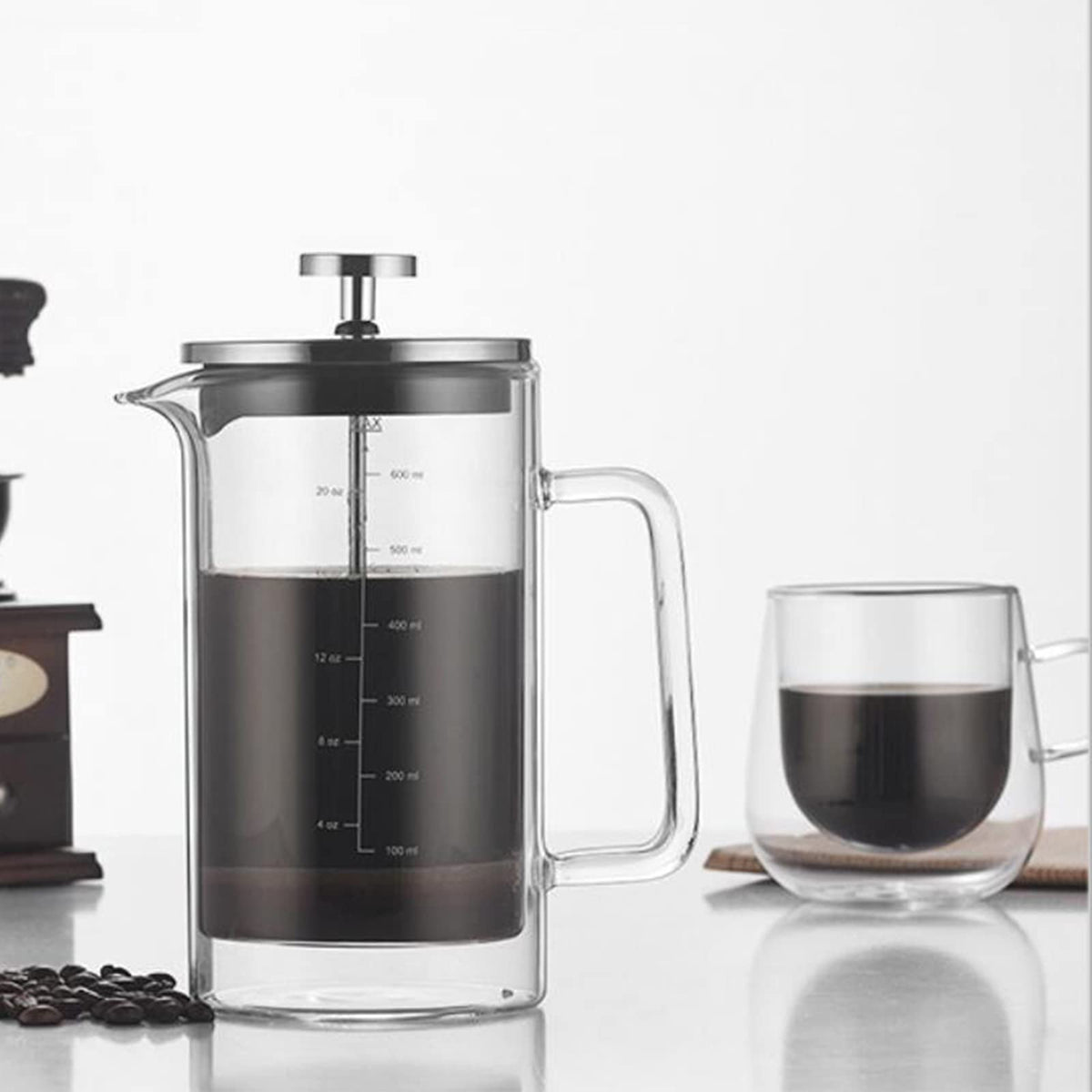 Double Walled Borosilicate Glass Coffee Pot L4504