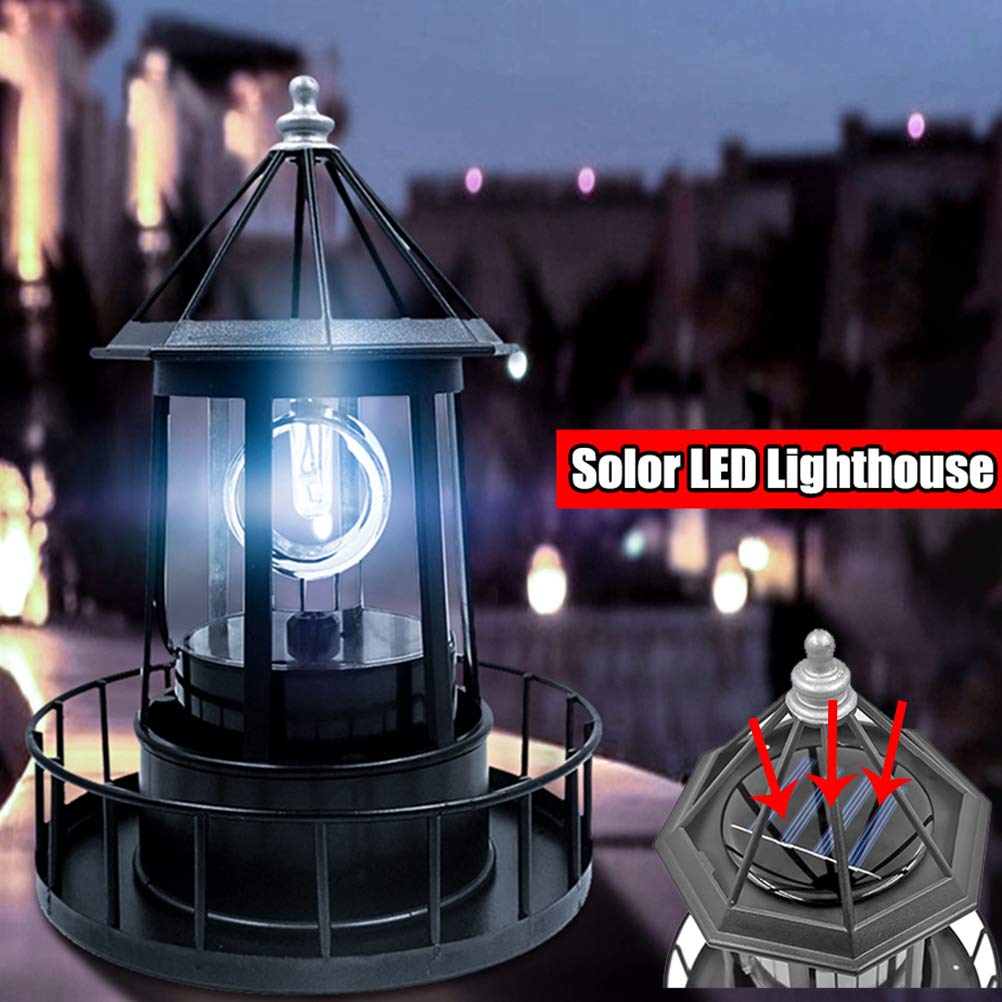 Solar Rotating Lighthouse Light LED Outdoor Garden Decoration Lantern M11084