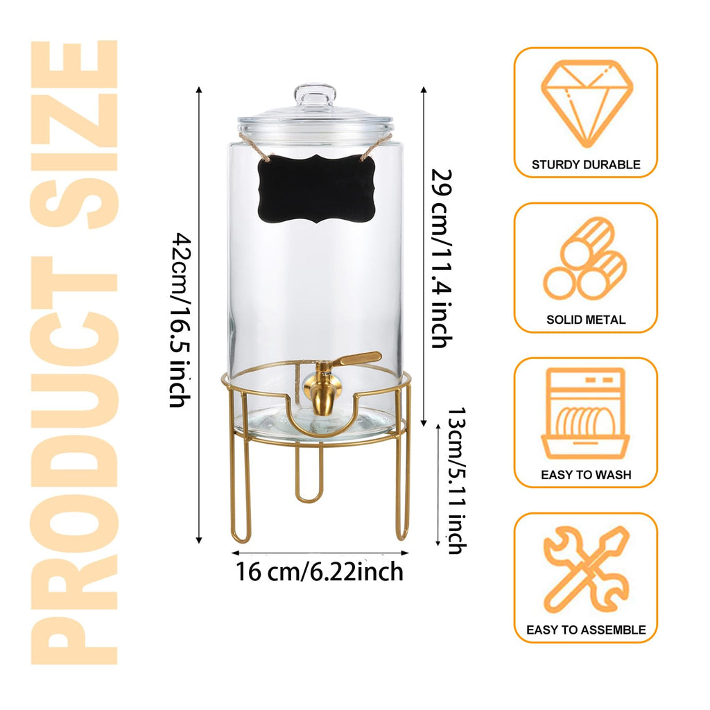 1 Gallon Glass Drink Dispenser with Stainless Steel Spigot U829236