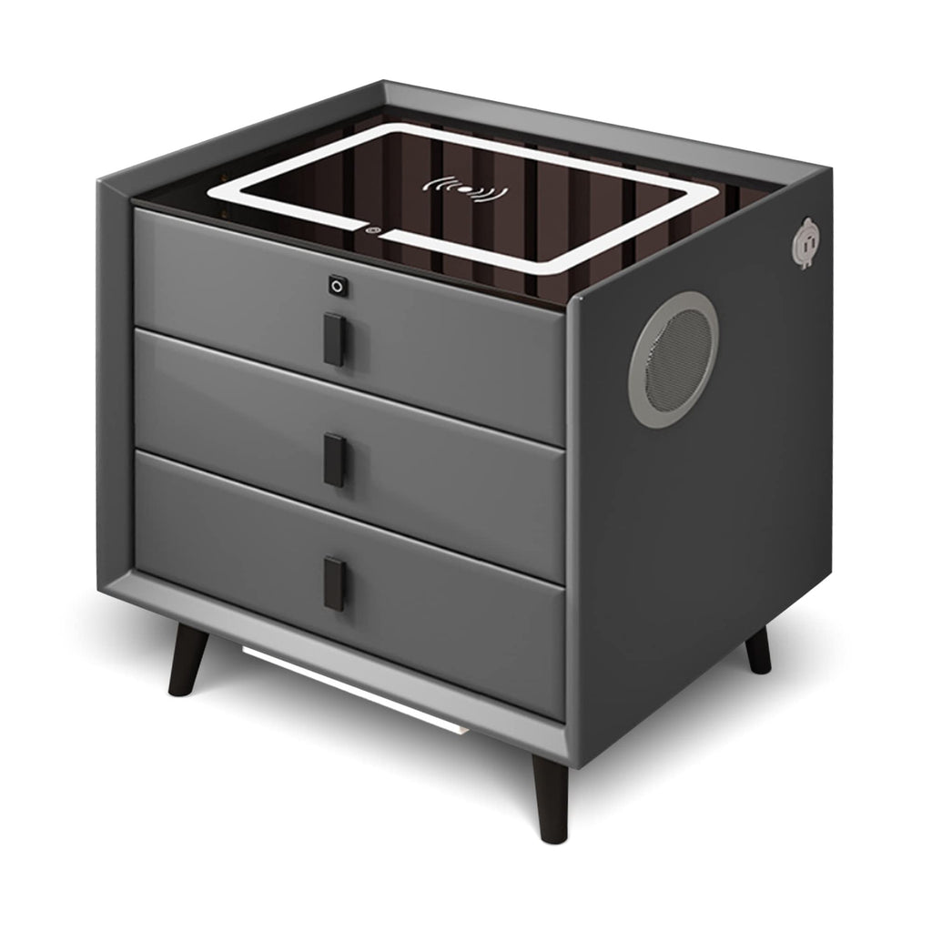 Gray 3 Drawer Nightstand with Charging Station W73546