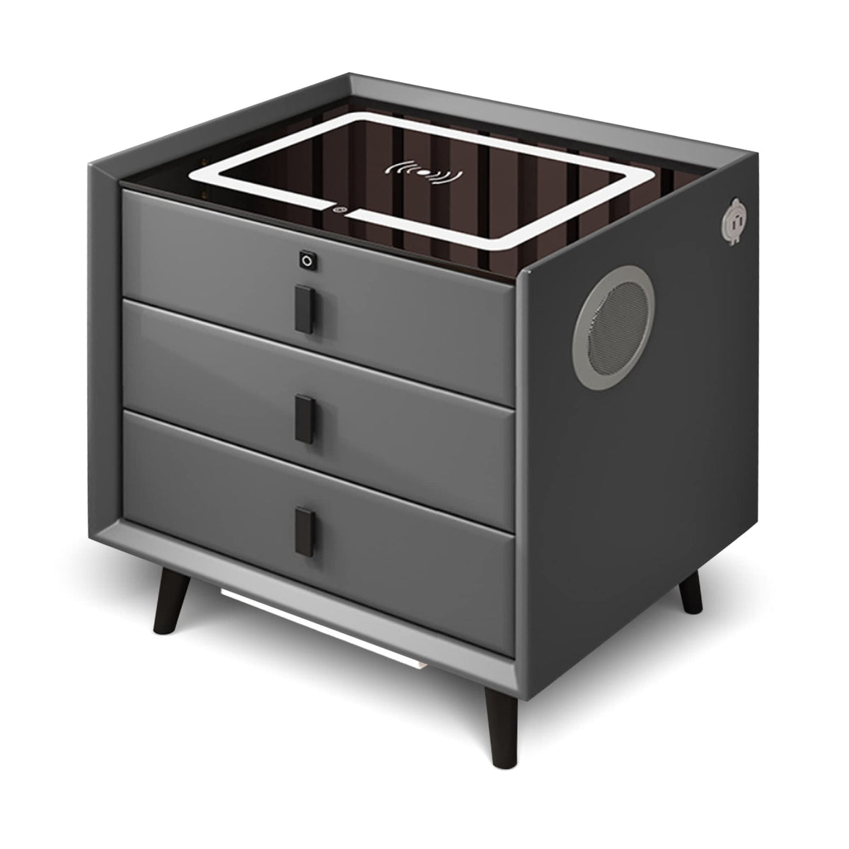 Gray 3 Drawer Nightstand with Charging Station W73546