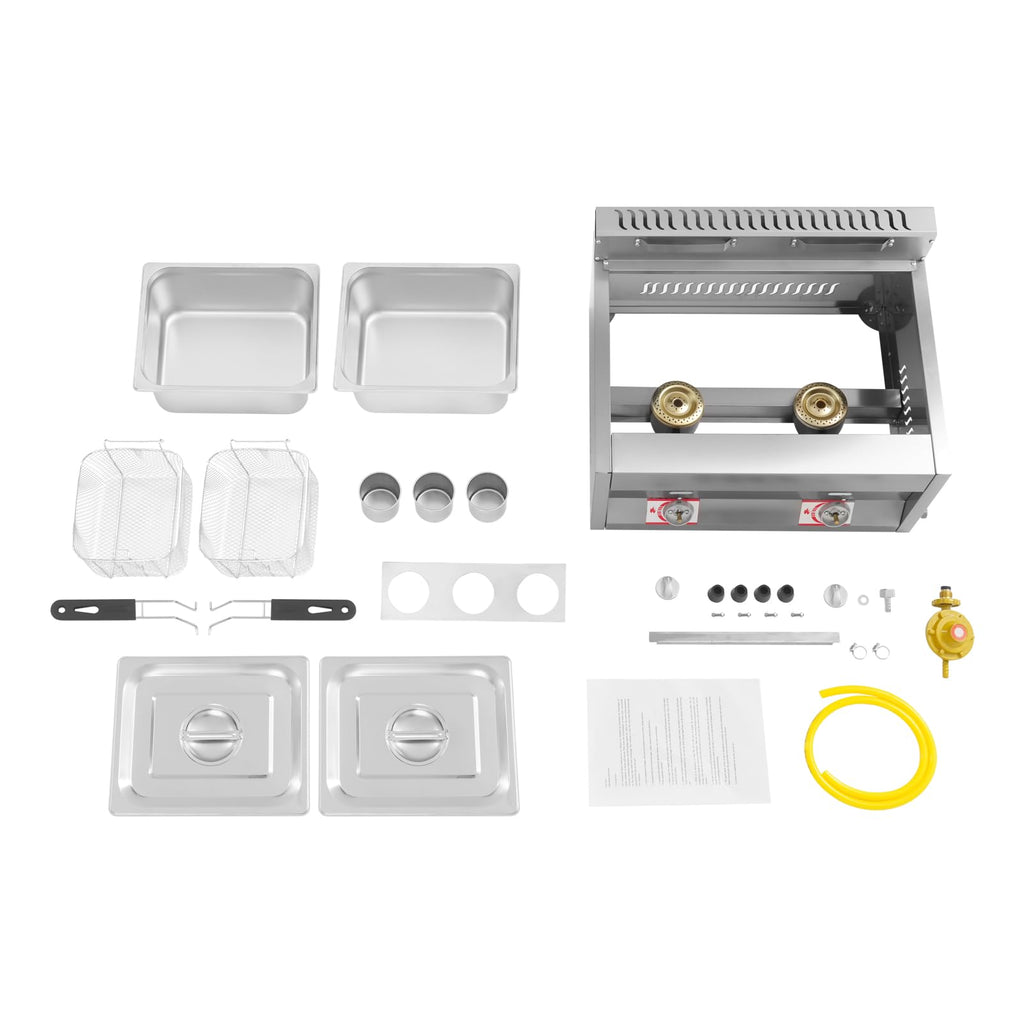 Stainless Steel Countertop Gas Deep Fryer with Basket I408670